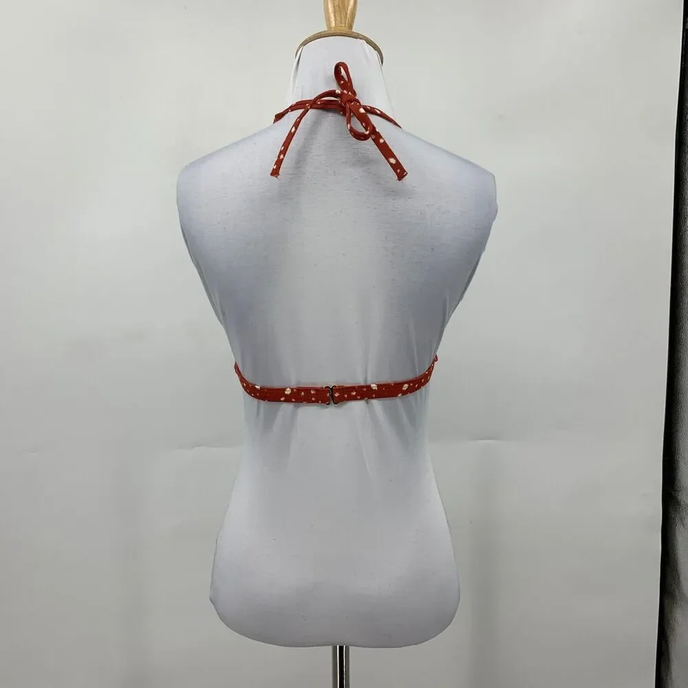 Chelsea28 Red Elevated Triangle Bikini Top Womens M Medium Padded Halter Tie